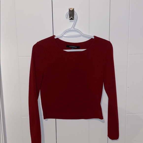 Red long sleeve crop top - Picture 3 of 4